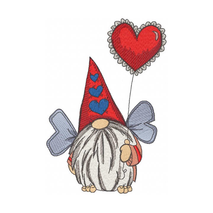 Dwarf with wings and balloon embroidery design - Embroidery Design