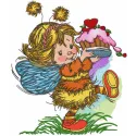 Embroidery design preview of a cute fairy celebrating a birthday, perfect for stitching on gifts or party decor.
