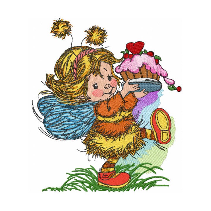 Birthday of a cute fairy embroidery design - Embroidery Design