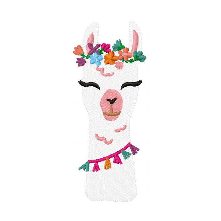 Llama with flowers embroidery design - Embroidery Design