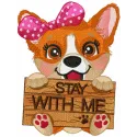 Preview of the 'Corgi Stay With Me' embroidery design featuring an adorable Corgi motif for dog lovers.