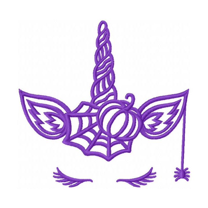 Violet halloween unicorn embroidery design - Embroidery Design