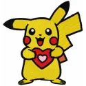 Embroidery design featuring a Pokemon surrounded by a heart, perfect for stitching on t-shirts or tote bags.