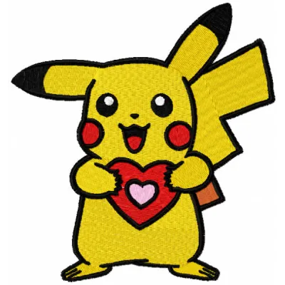 Embroidery design featuring a Pokemon surrounded by a heart, perfect for stitching on t-shirts or tote bags.