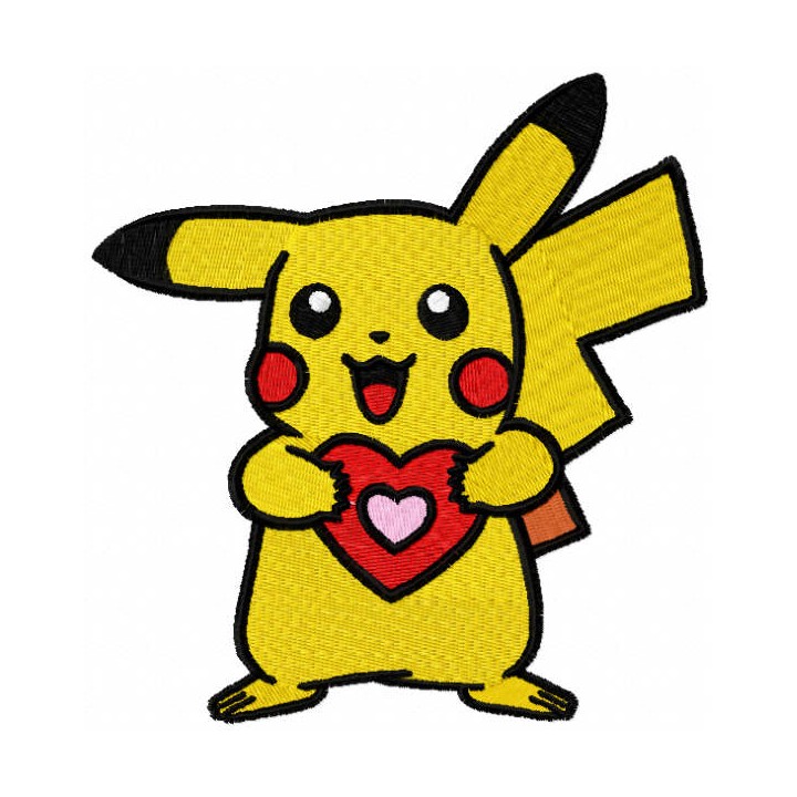 Pokemon with heart embroidery design - Embroidery Design