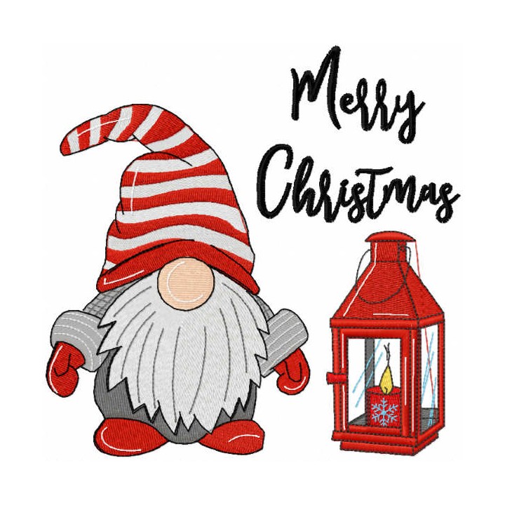 Dwarf with Christmas candle embroidery design - Embroidery Design