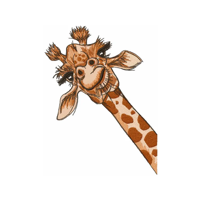I giraffe embroidery design preview showcasing a whimsical giraffe motif for creative stitching projects.