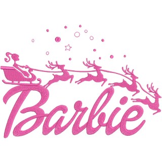 Barbie santa sleigh embroidery design - Embroidery Design