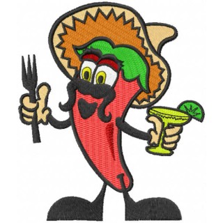 Funny mexican chili embroidery design - Embroidery Design