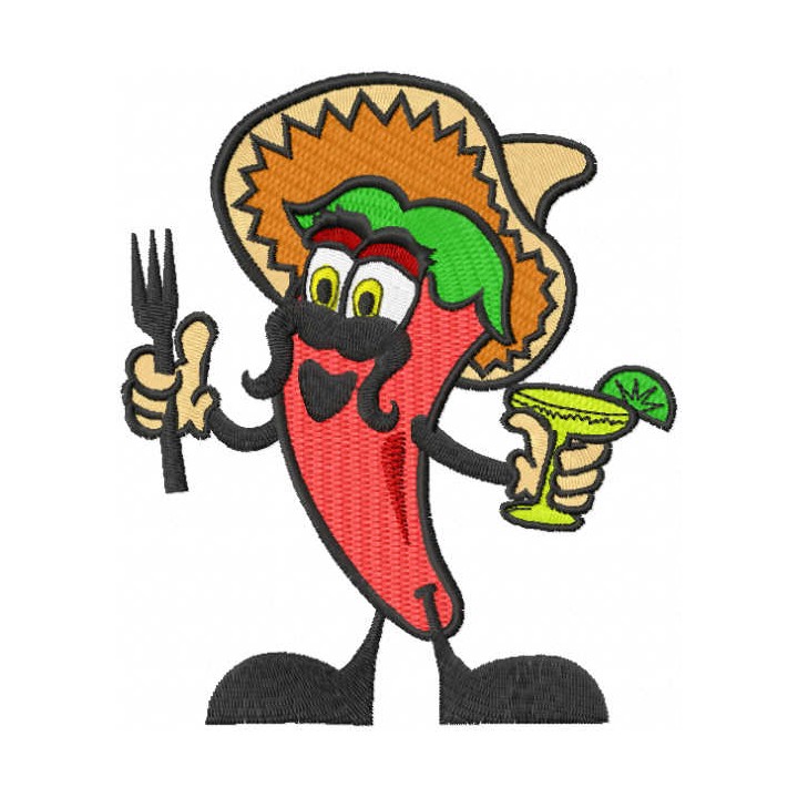 Funny mexican chili embroidery design - Embroidery Design