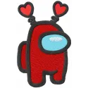 Among Us Red Valentine's Day Heart embroidery design showcasing a playful heart motif for stitching on various items.