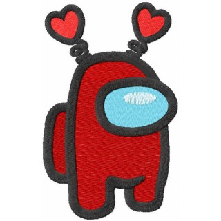Among Us Red Valentines Day Heart embroidery design - Embroidery Design