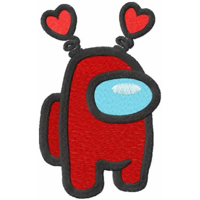 Among Us Red Valentine's Day Heart embroidery design showcasing a playful heart motif for stitching on various items.