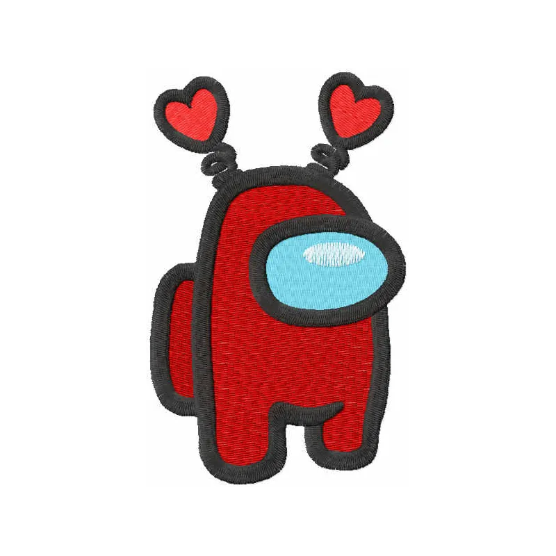 Among Us Red Valentine's Day Heart embroidery design showcasing a playful heart motif for stitching on various items.