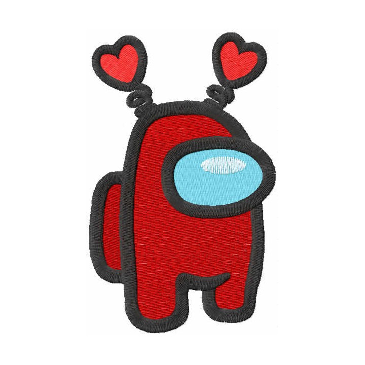 Among Us Red Valentines Day Heart embroidery design - Embroidery Design