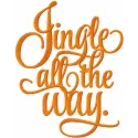 Jingle all the way embroidery design featuring festive lettering, ideal for holiday stitching on t-shirts or tote bags.