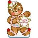 Happy Holidays gingerbread embroidery design featuring a cheerful gingerbread man, perfect for festive stitching projects.
