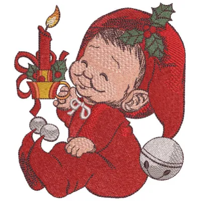 Christmas angel with candle embroidery design showcasing intricate details for festive stitching projects.