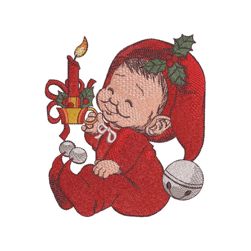 Christmas angel with candle embroidery design showcasing intricate details for festive stitching projects.