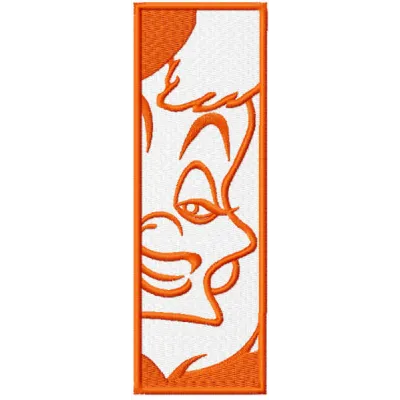Cruella de Vil bookmark embroidery design featuring a whimsical stitched motif of the iconic character.