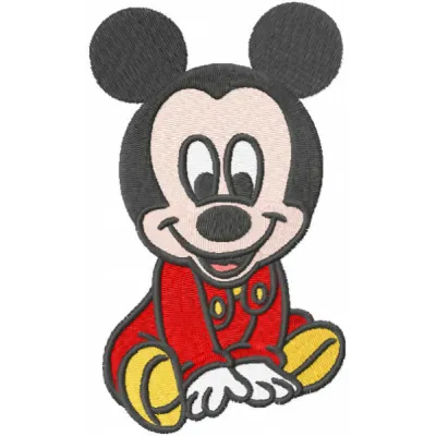 Mickbaby embroidery design featuring a charming Mickey Mouse motif, ideal for stitching on baby onesies and more.