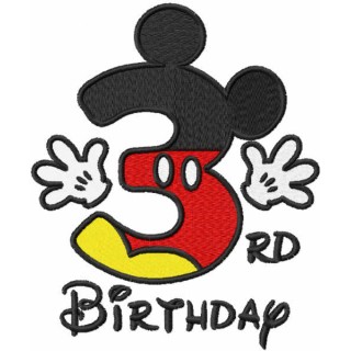 Third birthday Mickey embroidery design - Embroidery Design