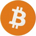 Bitcoin logo embroidery design showcasing the iconic symbol, perfect for stitching on apparel and accessories.