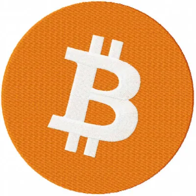 Bitcoin logo embroidery design showcasing the iconic symbol, perfect for stitching on apparel and accessories.