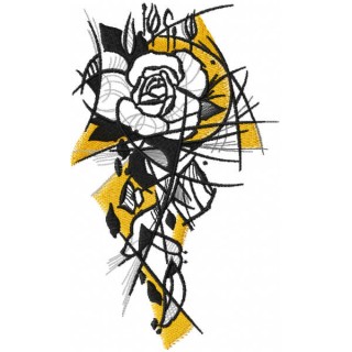 Greyscale sketch rose embroidery design - Embroidery Design