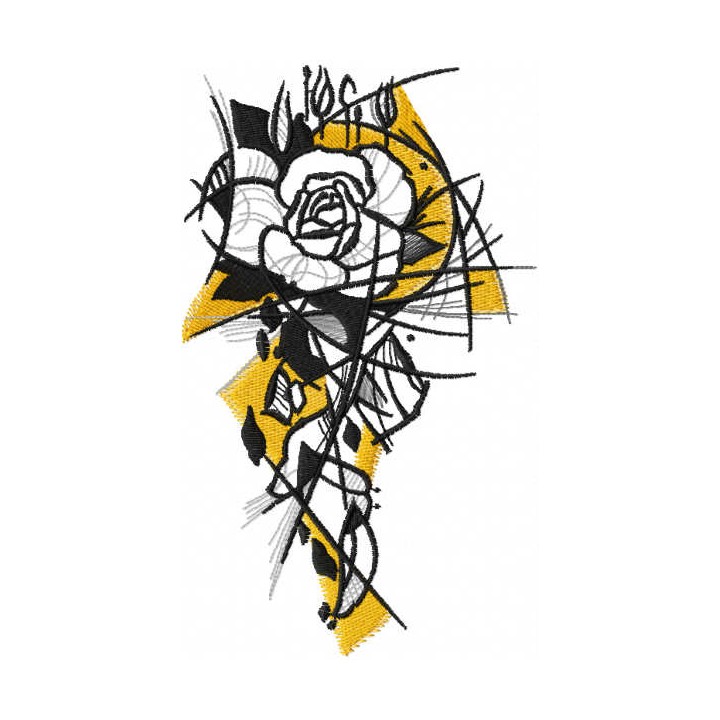 Greyscale sketch rose embroidery design - Embroidery Design
