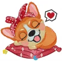 Sleeping dreaming corgi embroidery design showcasing a cute corgi in slumber, perfect for dog lovers.