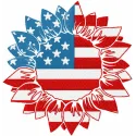American sunflower embroidery design featuring vibrant petals and leaves, ideal for embellishing various fabrics.