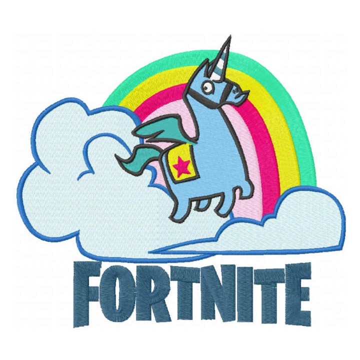 Fontnite unicorn and rainbow embroidery design - Embroidery Design