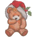 Christmas teddy toy embroidery design preview showcasing a charming stitched motif for festive projects.