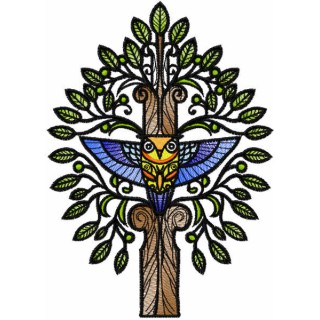 Mystical owl tree embroidery design - Embroidery Design