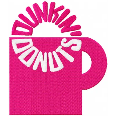 Embroidery design featuring the 1960 logo of a Dunkin' Donuts cup, perfect for fast food themed projects.