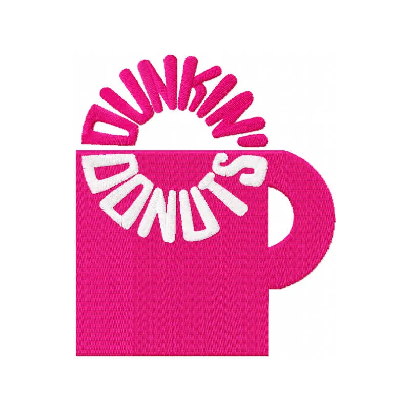 Embroidery design featuring the 1960 logo of a Dunkin' Donuts cup, perfect for fast food themed projects.