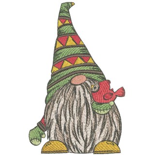 Dwarf with bird embroidery design - Embroidery Design