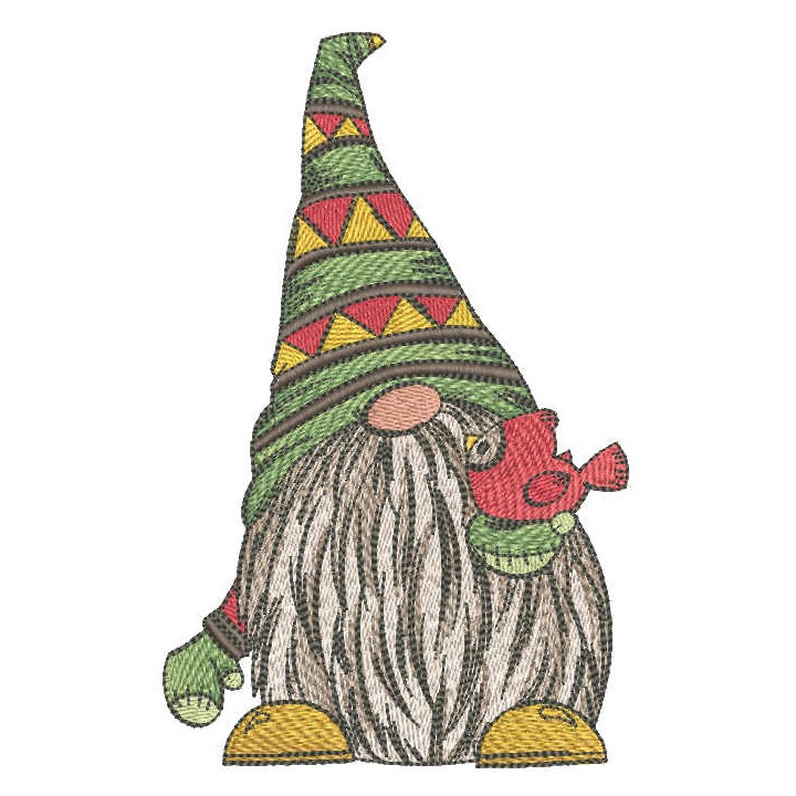 Dwarf with bird embroidery design - Embroidery Design