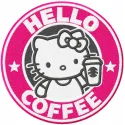 Hello Kitty coffee embroidery design showcasing a cute character holding a coffee cup, perfect for stitching on various item…