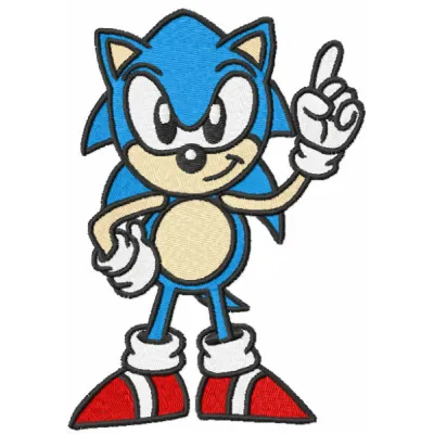 Sonic the Hedgehog first embroidery design, showcasing vibrant stitching details for creative projects.