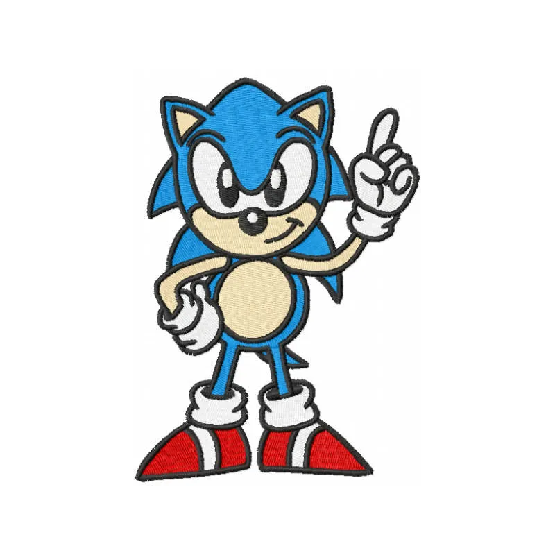 Sonic the Hedgehog first embroidery design, showcasing vibrant stitching details for creative projects.