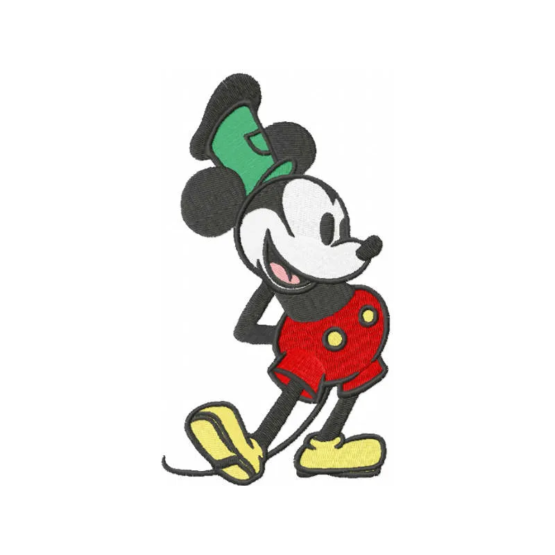Dancing retro Mickey embroidery design featuring a playful Mickey Mouse motif for creative stitching projects.