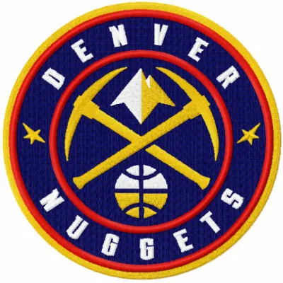 Denver Nuggets 2019 logo embroidery design showcasing intricate stitching patterns for basketball enthusiasts.