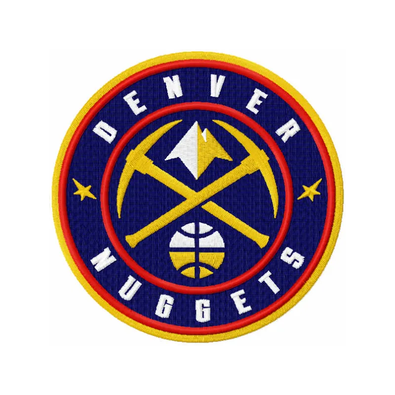 Denver Nuggets 2019 logo embroidery design showcasing intricate stitching patterns for basketball enthusiasts.