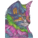 Rainbow kitten embroidery design featuring a colorful cat motif, ideal for stitching on t-shirts or tote bags.