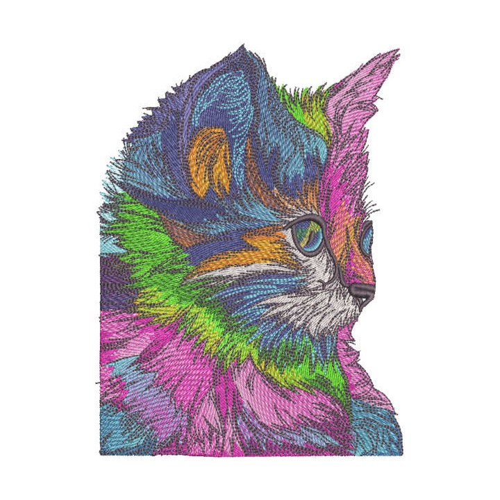 Rainbow kitten  embroidery design - Embroidery Design