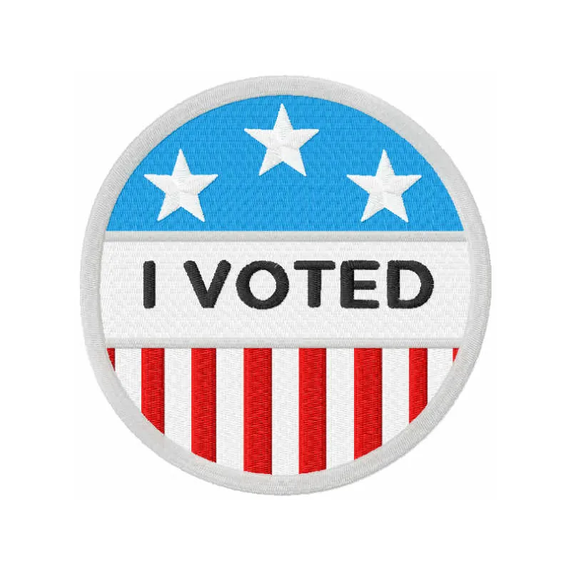 I voted embroidery design showcasing a patriotic motif perfect for t-shirts and tote bags.