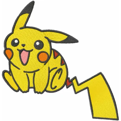 Smiling Pokemon embroidery design showcasing a cheerful character, ideal for stitching on t-shirts and hoodies.