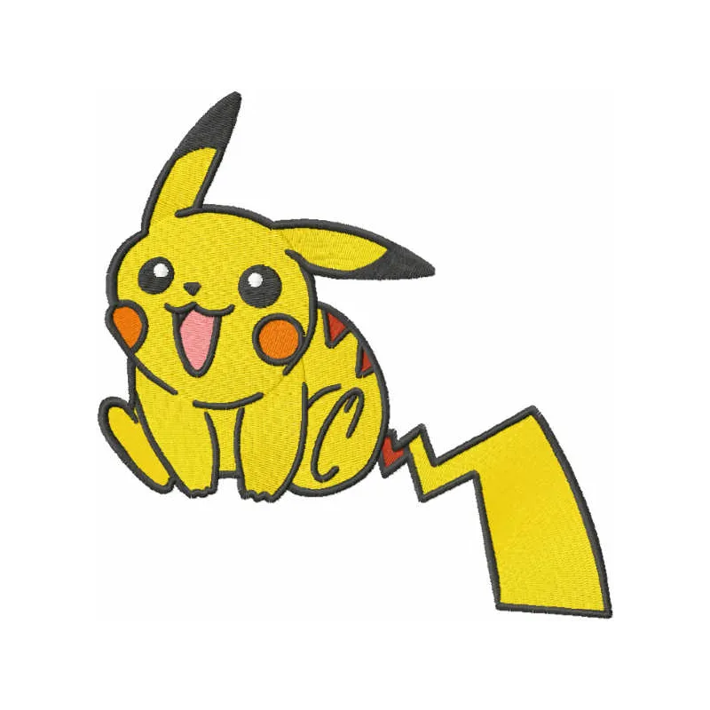 Smiling Pokemon embroidery design showcasing a cheerful character, ideal for stitching on t-shirts and hoodies.